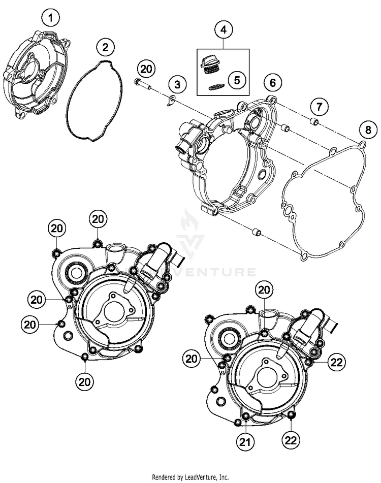 Clutch Cover 65 SX MINI ENGINE - 2018 Schematic