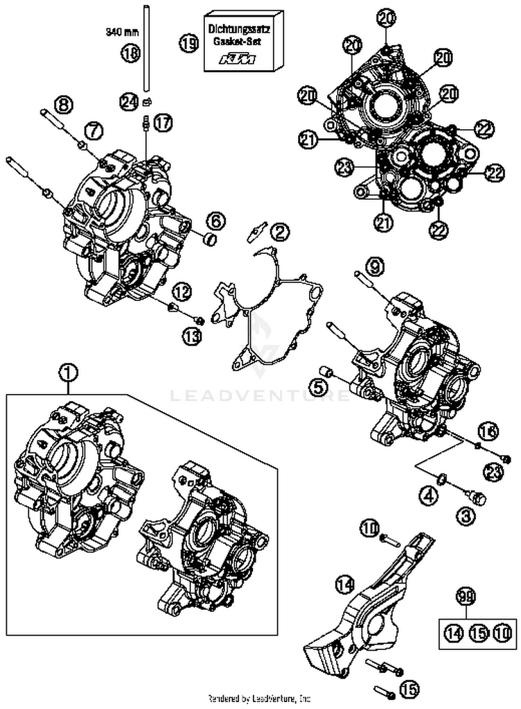 Engine Case 65 SX Engine - 2015 Schematic