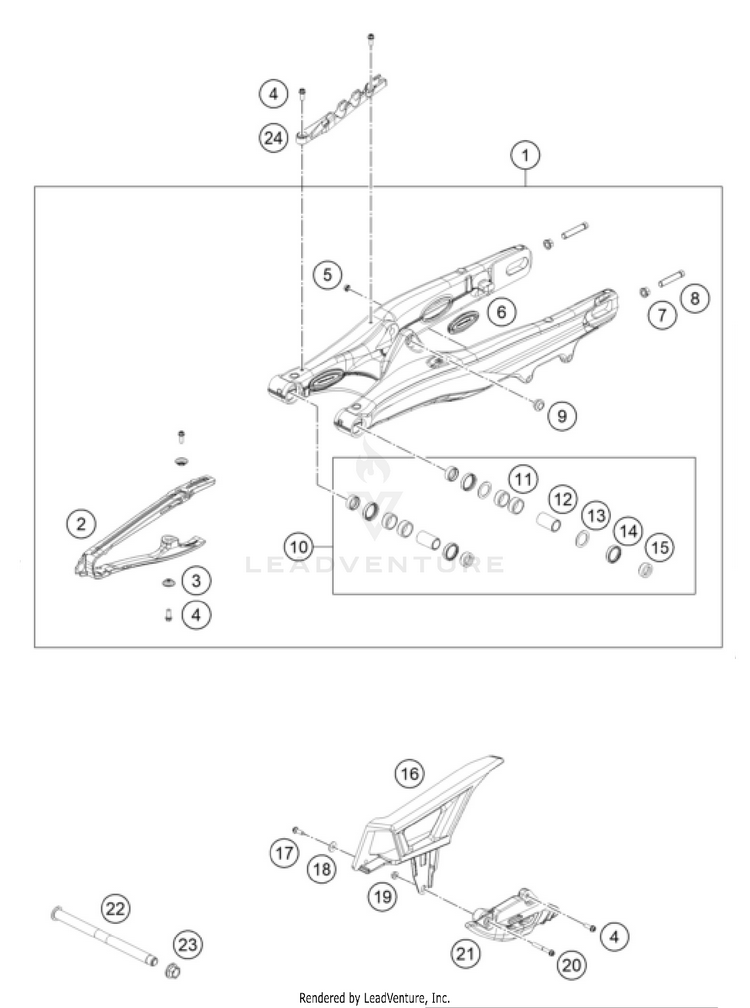 Swing Arm 500 EXC-F CHASSIS - 2026 Schematic