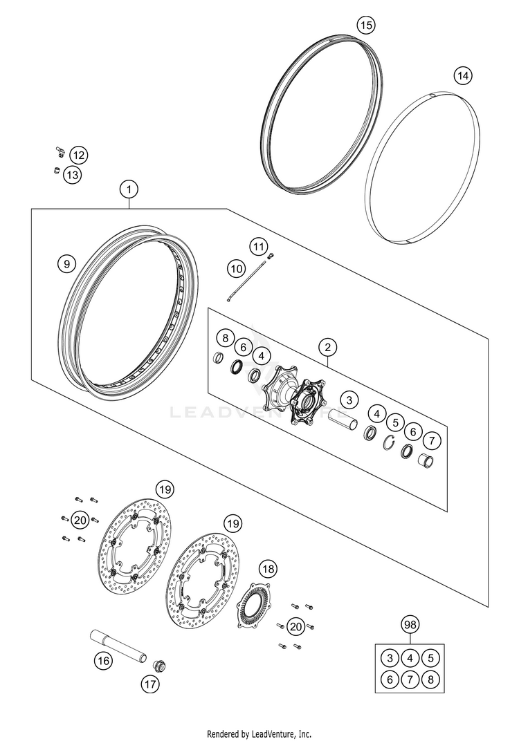 Front Wheel 890 ADV R RALLY Chassis - 2021 Schematic