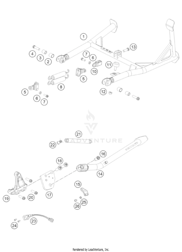 Side / Center Stand 1290 SUPER ADVENTURE R OT US CHASSIS - 2022 Schematic