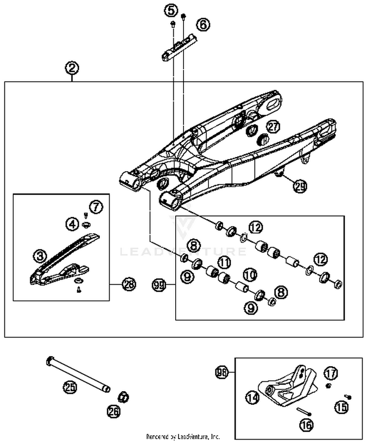 Swing Arm 150 XC Chassis - 2014 Schematic