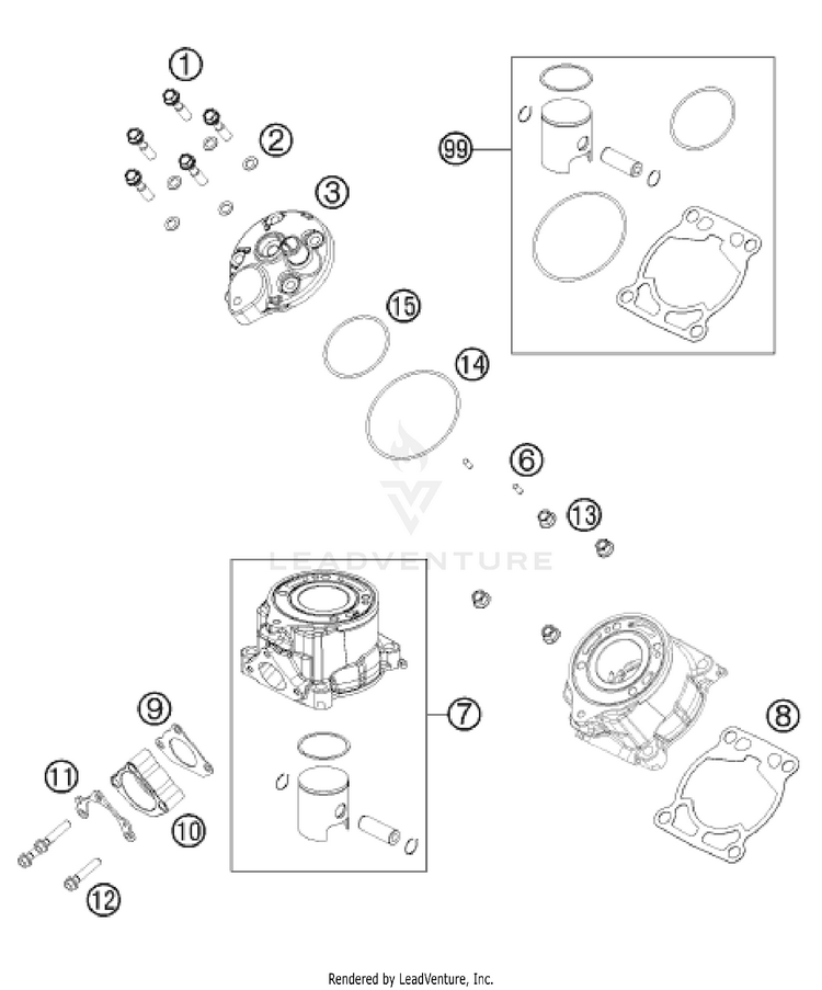 Cylinder, Cylinder Head 50 SX Engine - 2021 Schematic