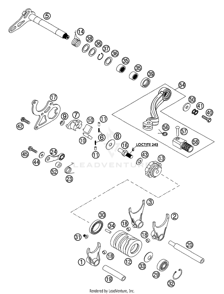 Shifting Mechanism 125 SX Engine - 2002 Schematic