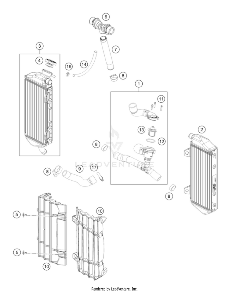 Cooling System 150 / EXC / XC-W Engine - 2023 Schematic