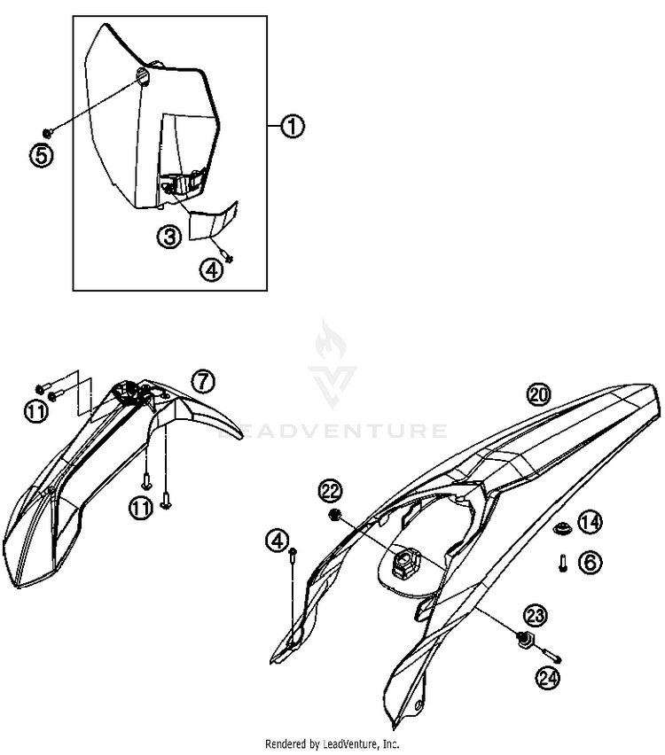Mask, Fenders 450 SX-F FACT. REPL. USA Chassis - 2012 Schematic