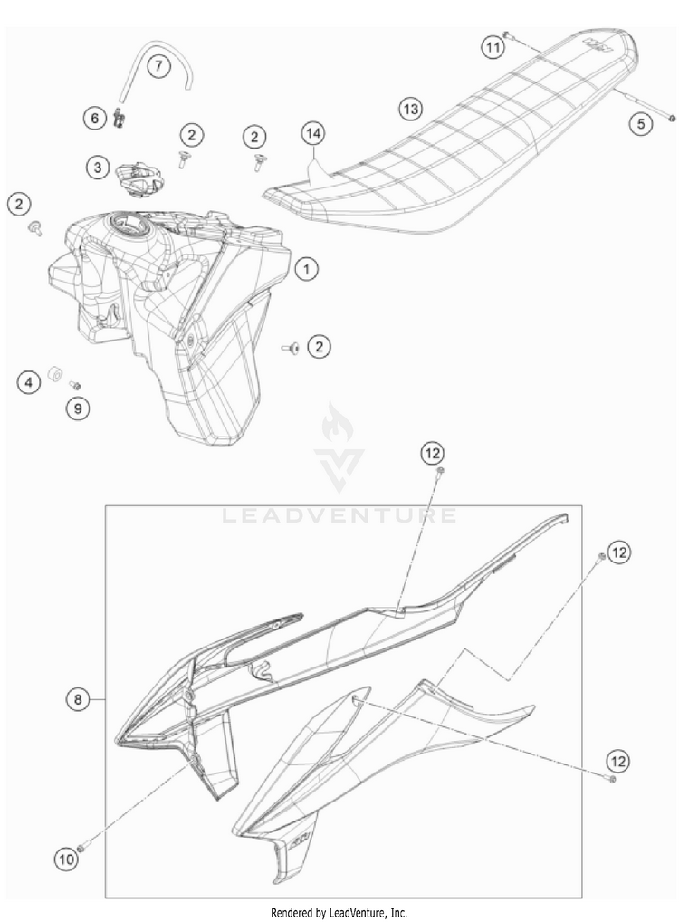 Tank, Seat 300 XC TPI US CHASSIS - 2022 Schematic