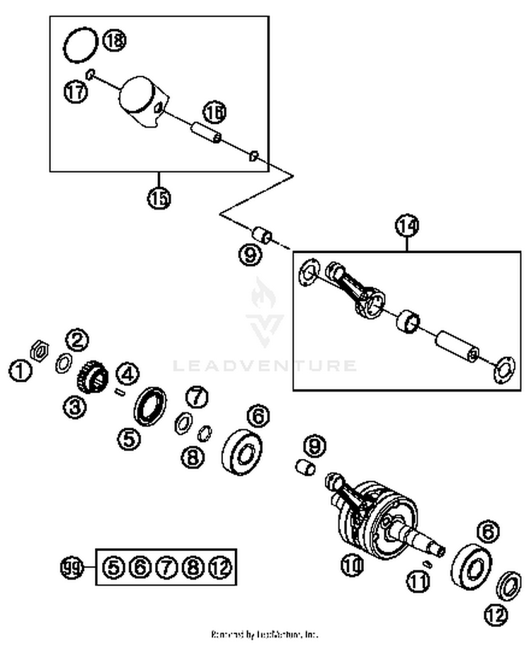 Crankshaft, Piston 65 SX ENGINE - 2017 Schematic