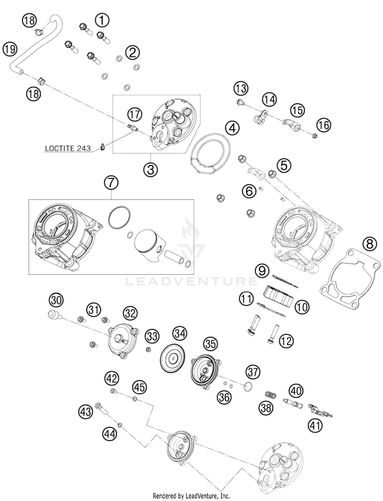 Cylinder, Cylinder Head 65 XC Engine - 2009 Schematic