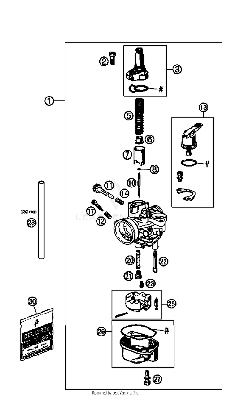 Carburetor 50 SX Mini Engine - 2013 Schematic