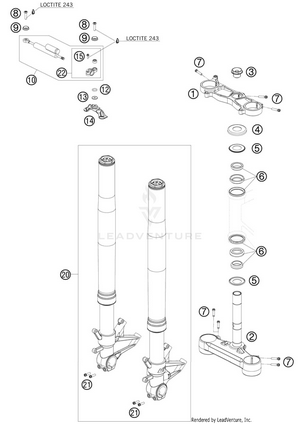 Front Fork, Triple Clamp Schematic