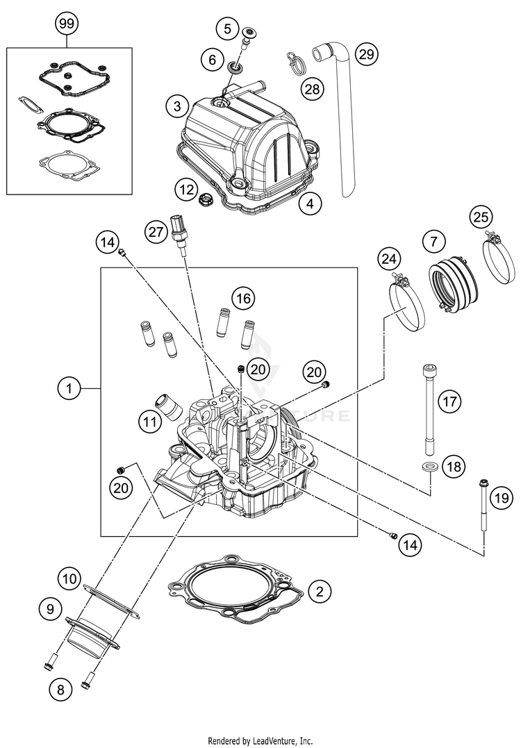 Cylinder Head 450 XC-F Engine - 2021 Schematic