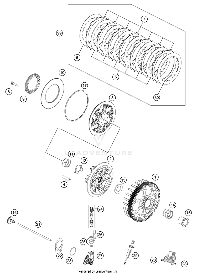 Clutch 350 XC-F Engine - 2021 Schematic