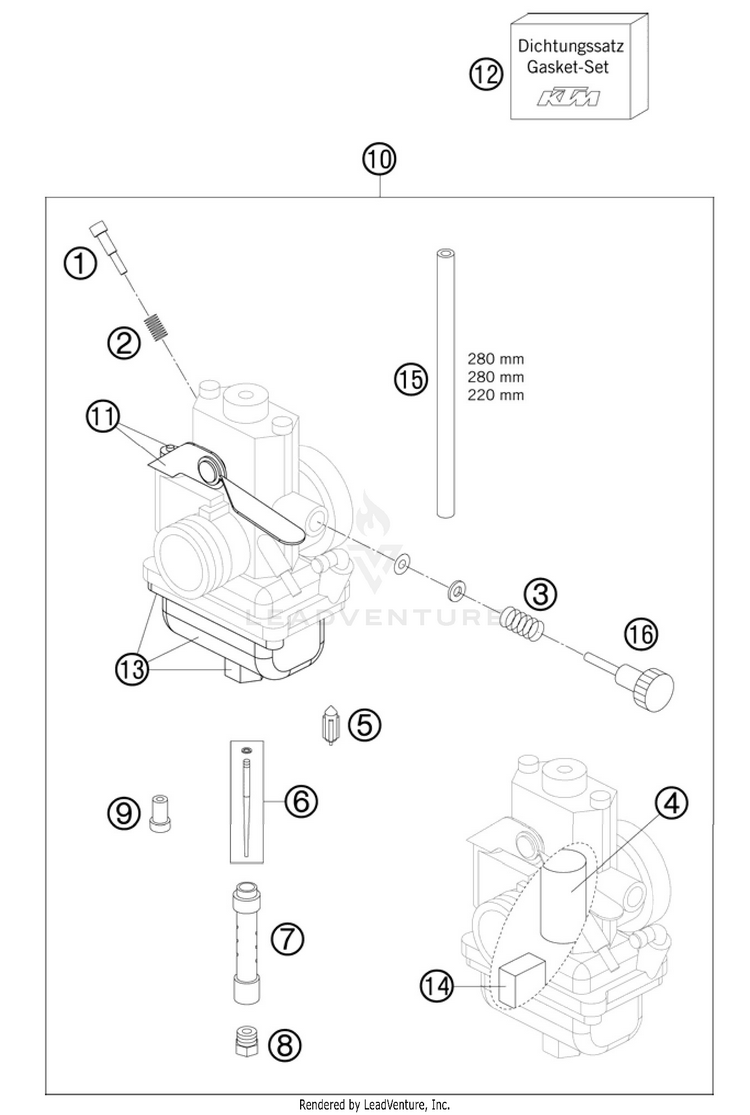 Carburetor 65 SX Engine - 2011 Schematic