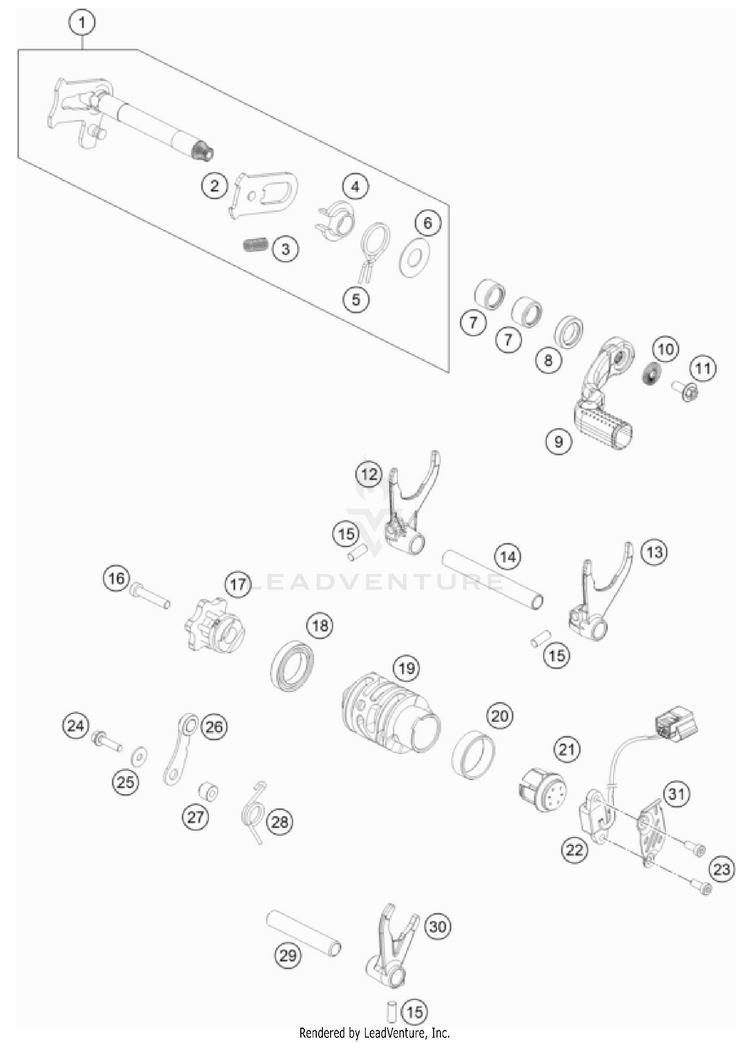 Shifting Mechanism 350 EXC-F USA Engine - 2022 Schematic