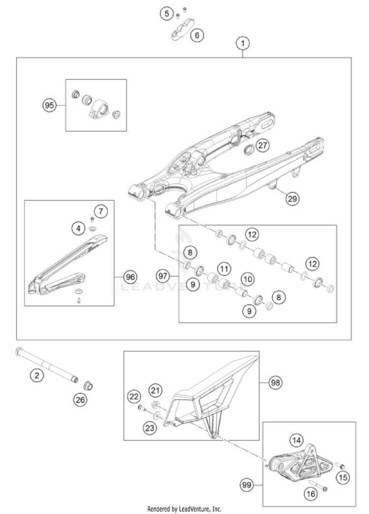 Swing Arm 500 EXC-F US CHASSIS - 2022 Schematic