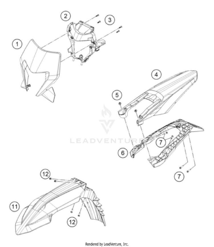 Mask, Fenders 250 XC-W 2026 CHASSIS - 2026 Schematic