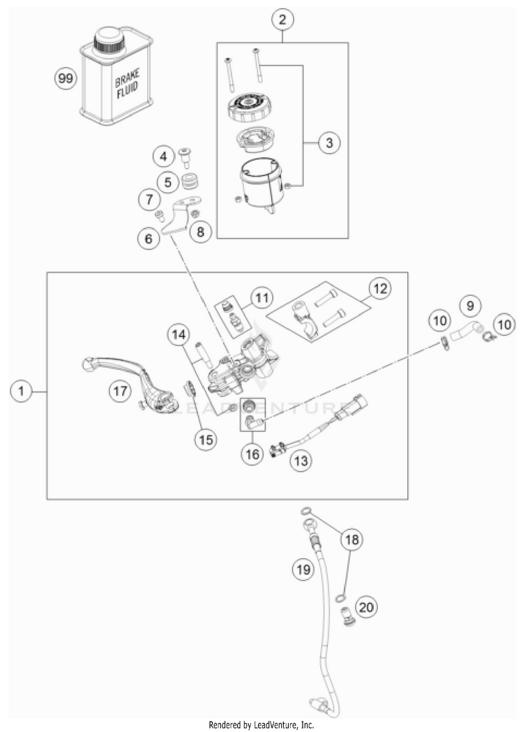 Front Brake Control 1290 SUPER DUKE GT, orange CHASSIS - 2023 Schematic