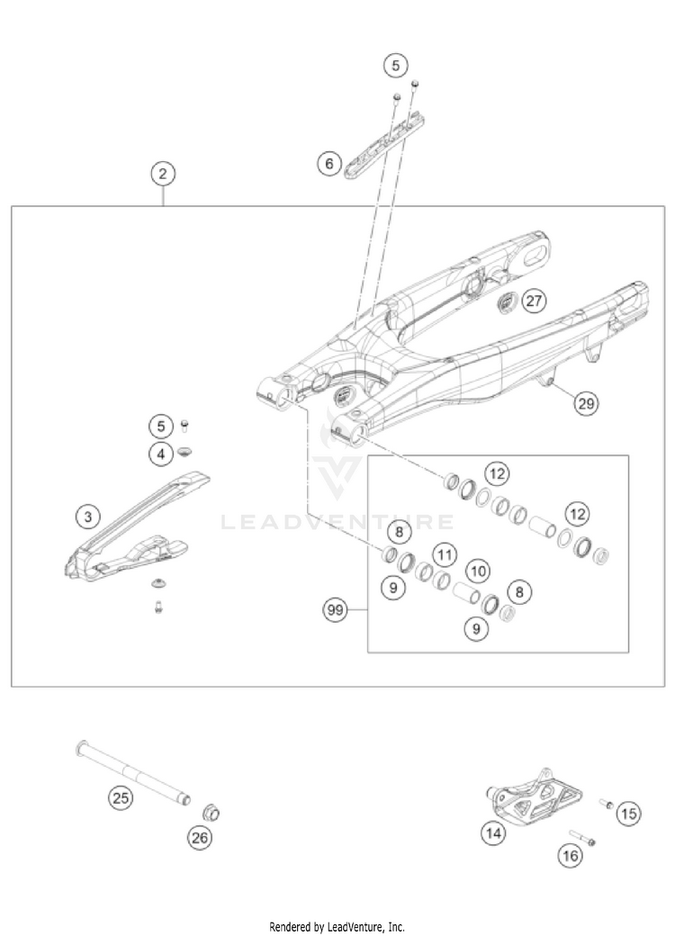 Swing Arm 250 SX-F CHASSIS - 2023 Schematic