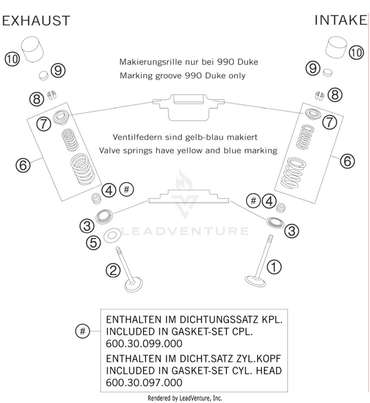 Valve Drive 990 Supermoto T Engine - 2010 Schematic