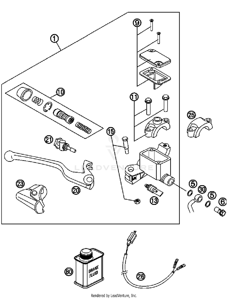 Hand Brake Cylinder 690 Enduro Chassis - 2011 Schematic