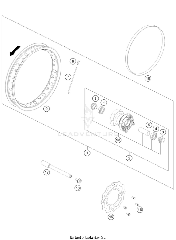 Front Wheel 50 SX FACTORY EDITION CHASSIS - 2024 Schematic