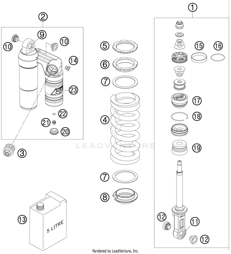 Shock Absorber Disassembled 990 Supermoto R Chassis - 2010 Schematic
