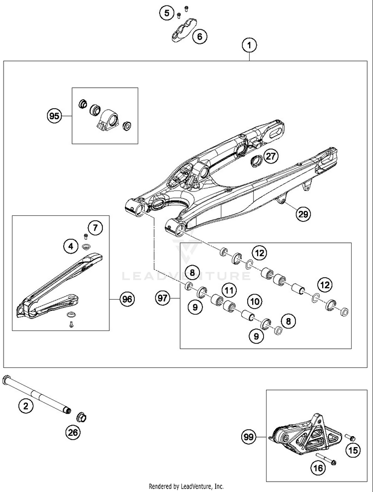Swing Arm 250 XC-W TPI CHASSIS - 2019 Schematic