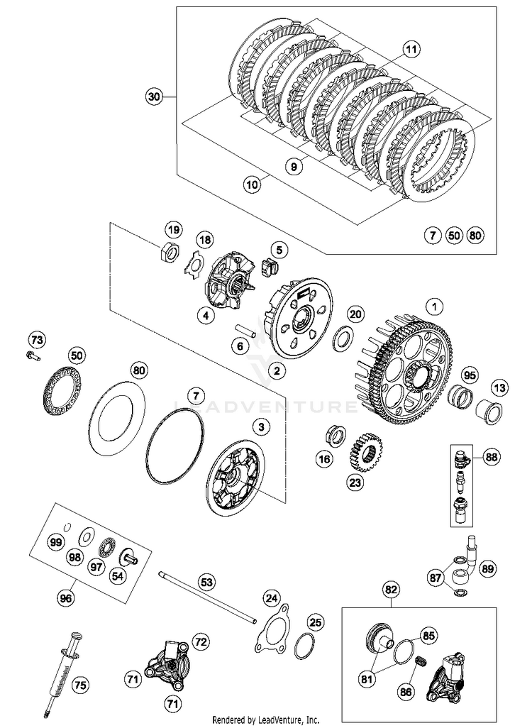 Clutch 350 XCFW SIXDAYS Engine - 2015 Schematic