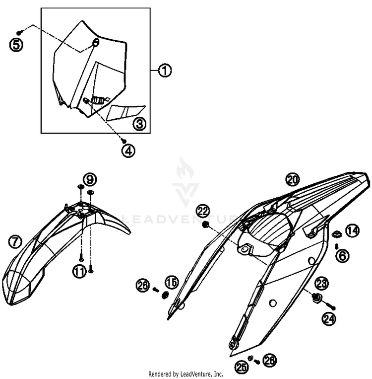 Mask, Fenders 505 SX-F Chassis - 2008 Schematic