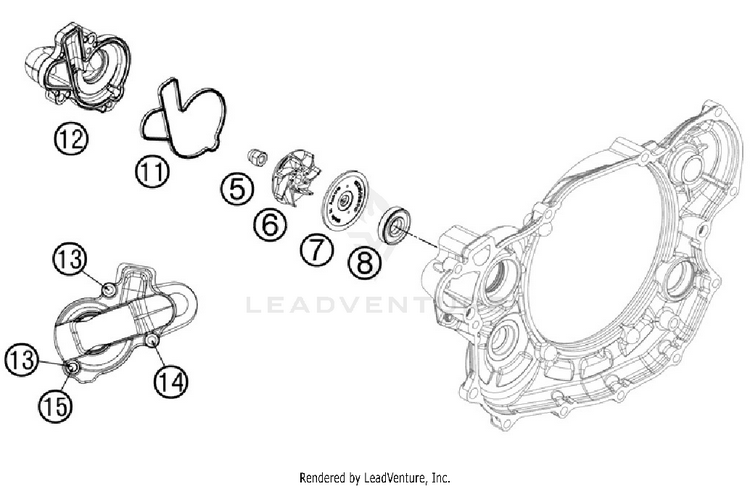 Water Pump 500 EXC Engine - 2012 Schematic