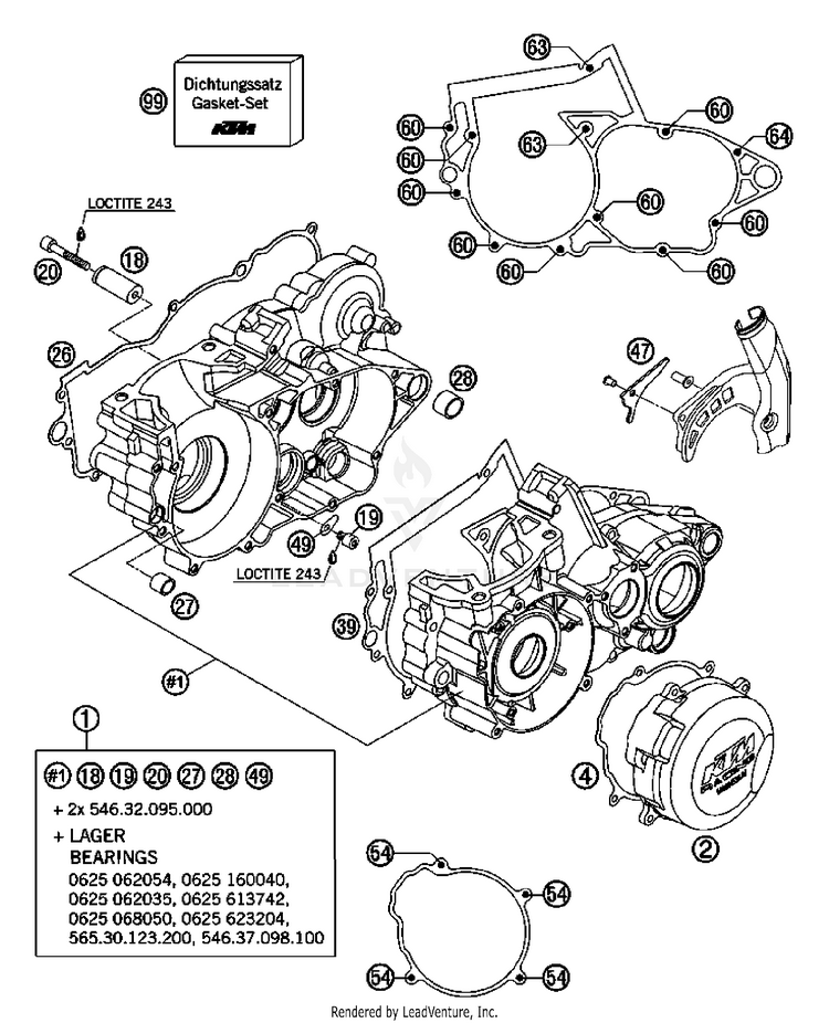 Engine Case 250 XC Engine - 2007 Schematic