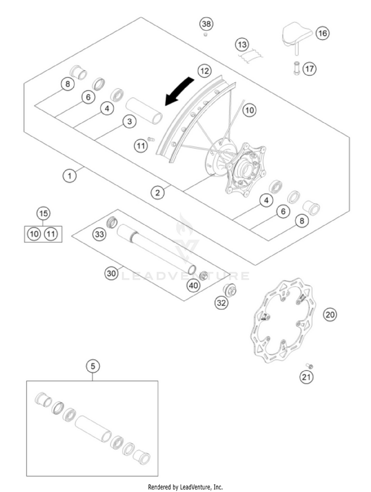 Front Wheel 500 EXC-F CHASSIS - 2026 Schematic