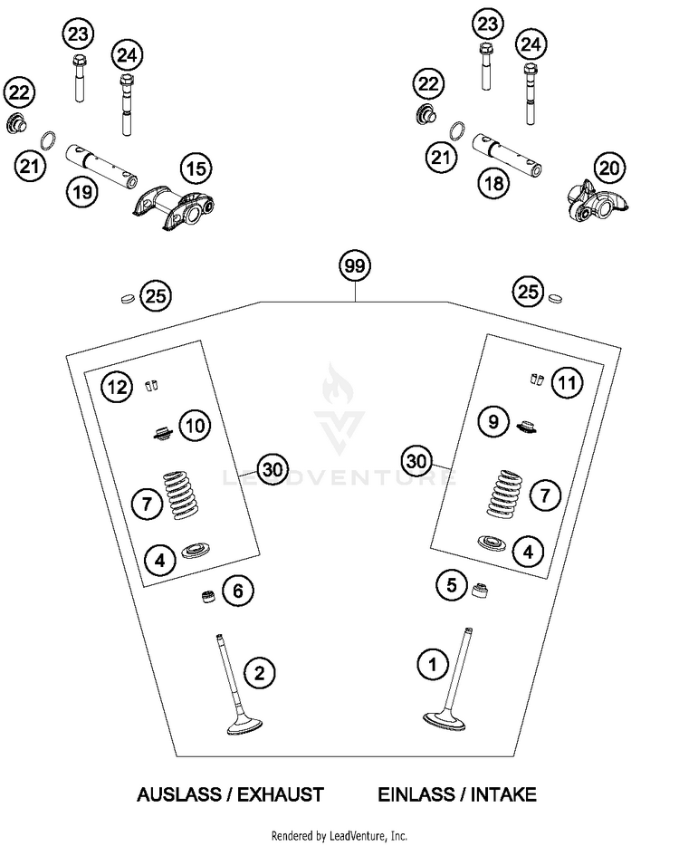 Valve Drive 500 EXC-F ENGINE - 2018 Schematic