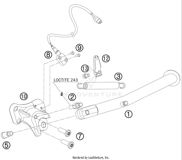 Side Stand 990 Supermoto T Orange Chassis - 2010 Schematic