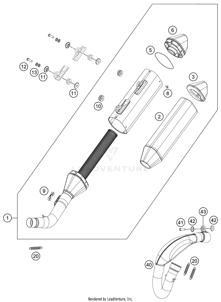 Exhaust System 350 SX-F CHASSIS - 2020 Schematic