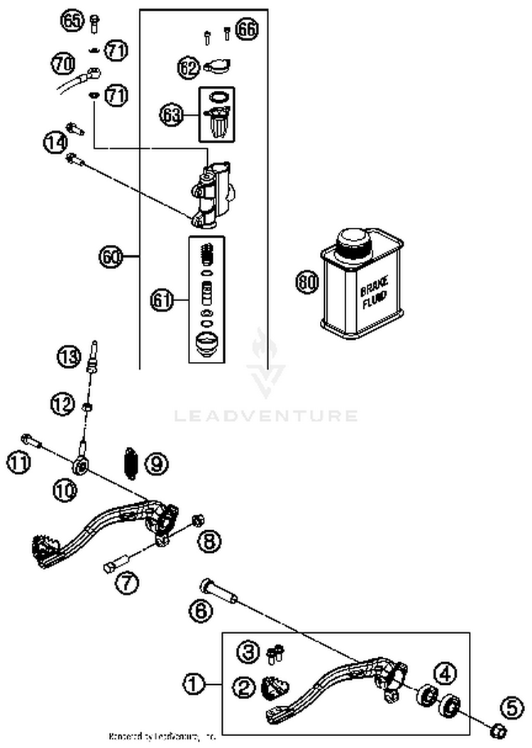 Rear Brake Control 65 SX Chassis - 2014 Schematic