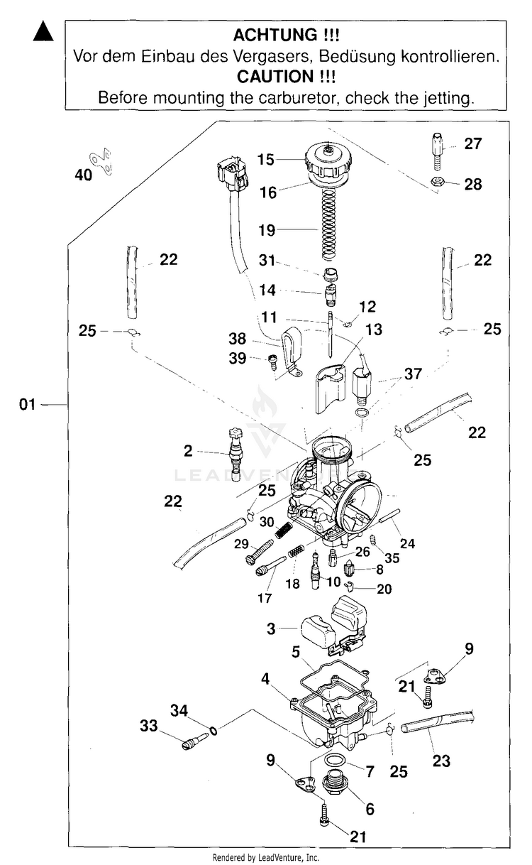 Carburetor Pwk 38 Ag Pj 250 SX Engine - 2000 Schematic