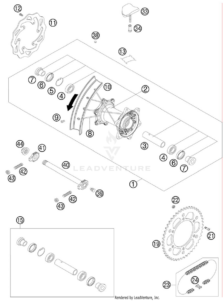 Rear Wheel 150 XC Chassis - 2012 Schematic