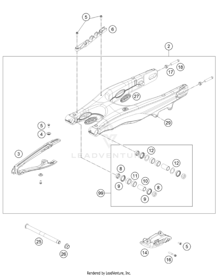 Swing Arm 350 SX-F CHASSIS - 2025 Schematic