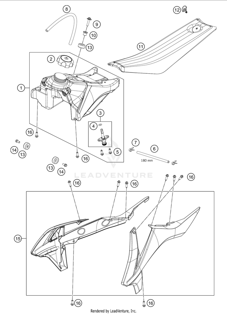 Tank, Seat 50 SX Factory Edition Chassis - 2021 Schematic