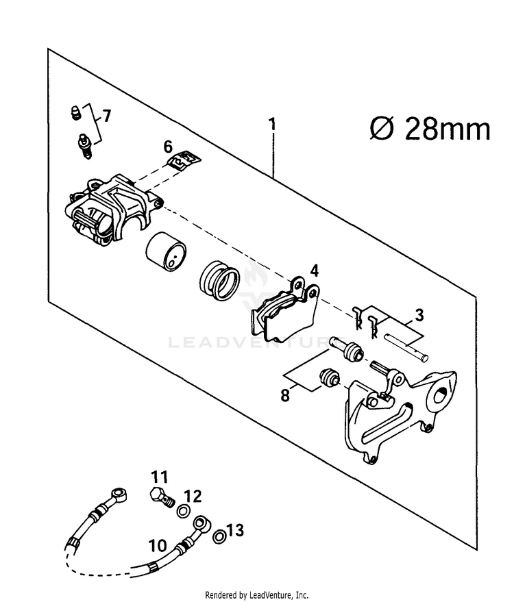 Brake Caliper Rear 250 MXC Chassis - 2001 Schematic