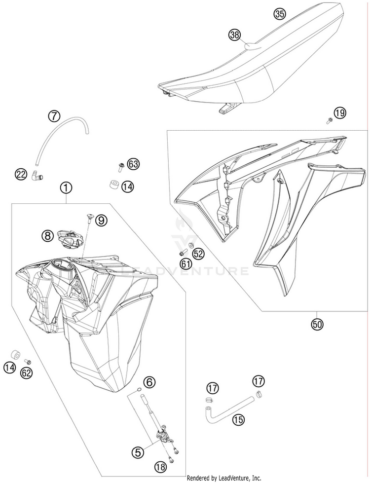 Tank, Seat, Cover 300 XC Chassis - 2011 Schematic