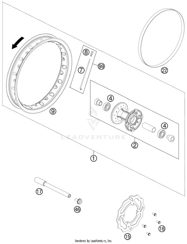 Front Wheel 50 SX Mini Chassis - 2012 Schematic