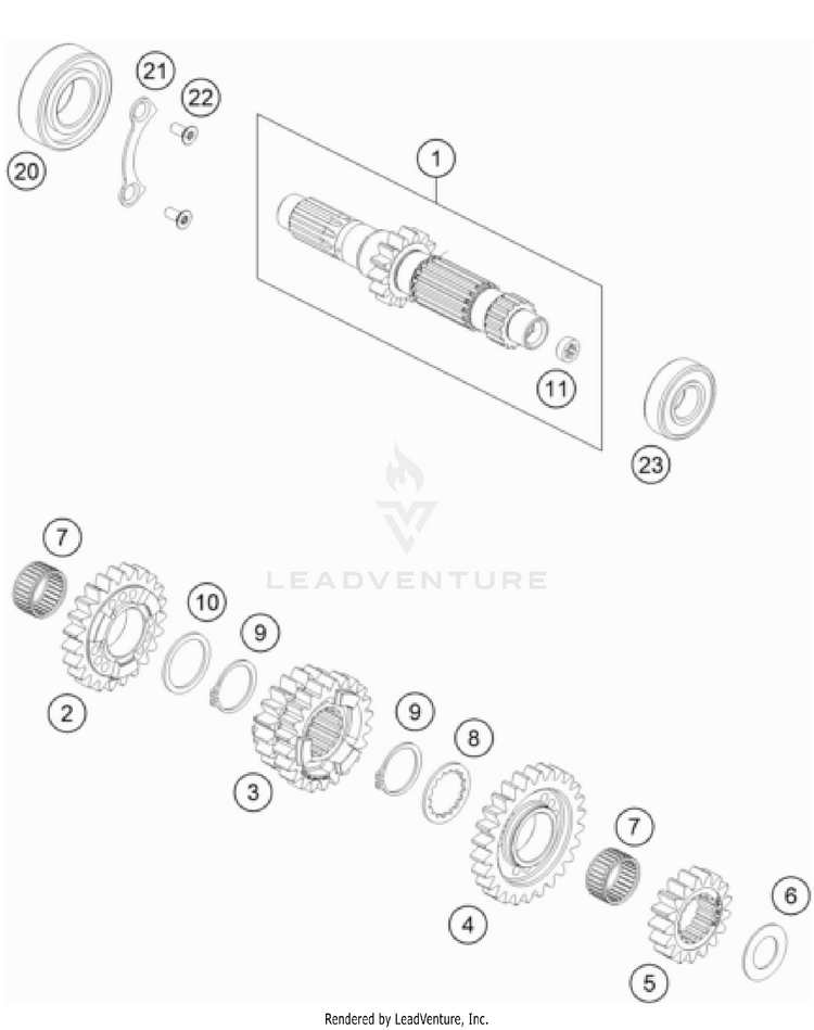 Transmission I - Main Shaft 500 EXC-F USA Engine - 2022 Schematic