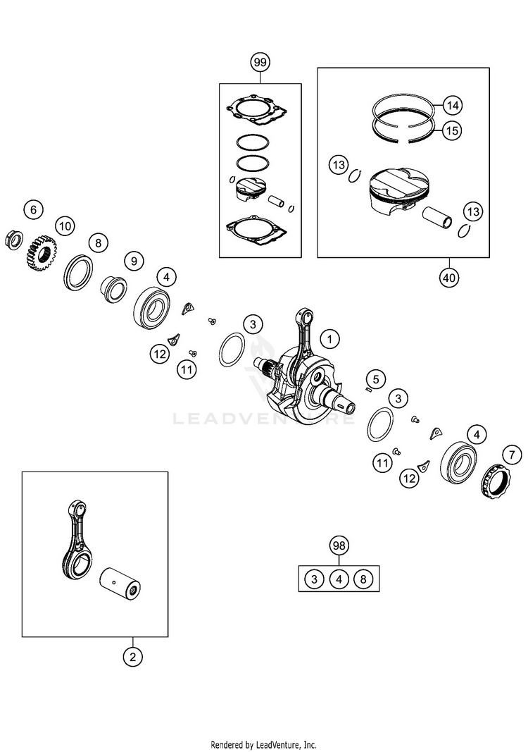 Crankshaft, Piston 350 SX-F ENGINE - 2020 Schematic