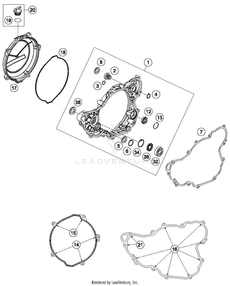 Clutch Cover 350 XCFW SIXDAYS Engine - 2015 Schematic