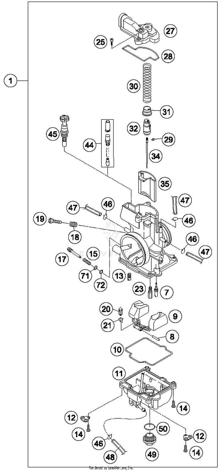 Carburetor 250 XC Engine - 2014 Schematic