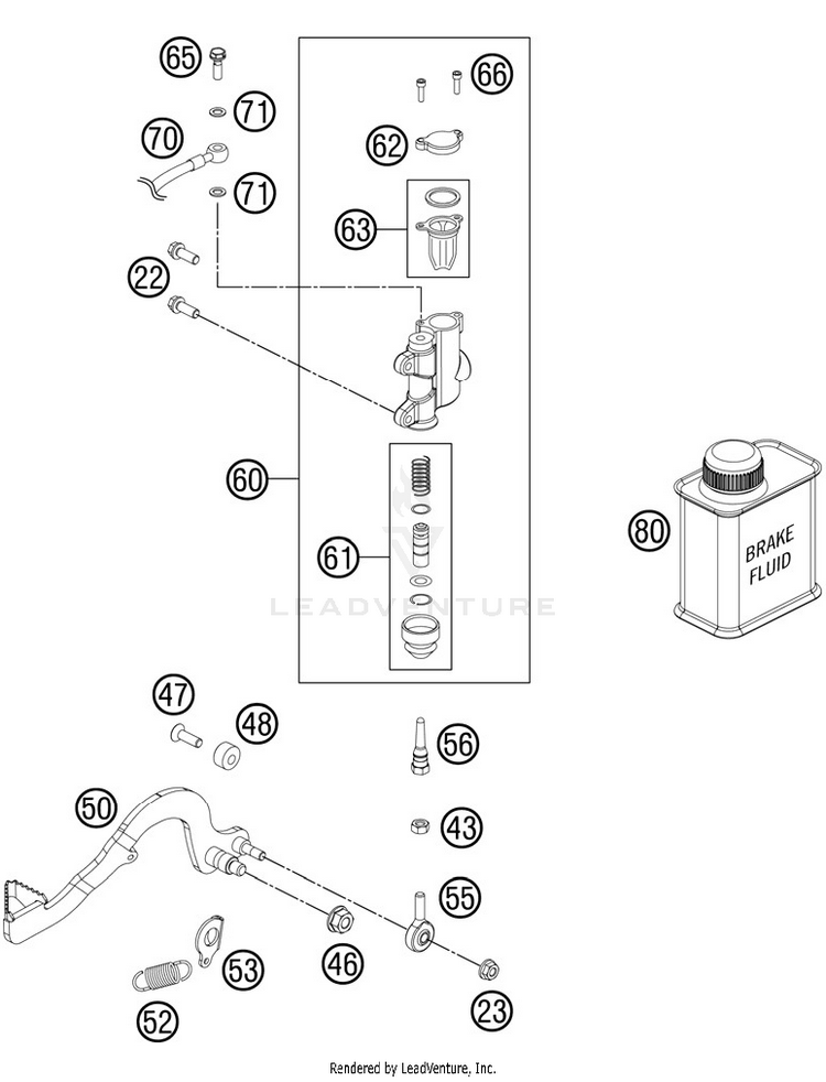 Rear Brake Control 50 SX Mini Chassis - 2012 Schematic