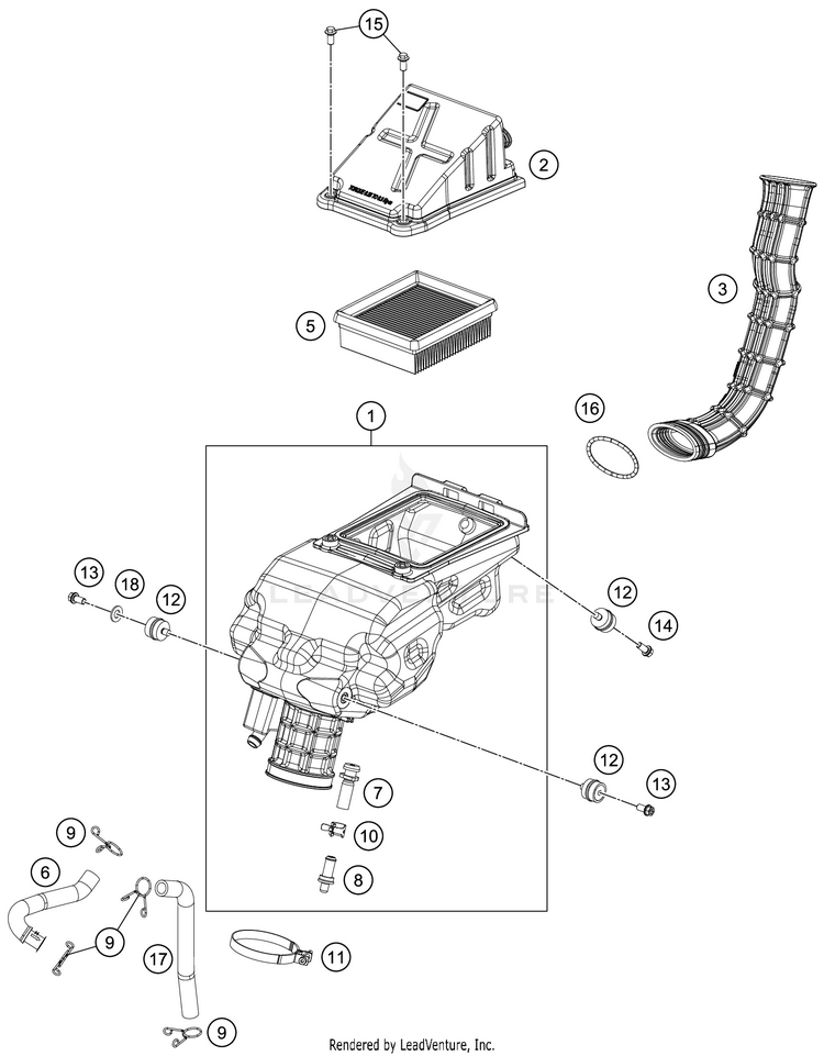 Air Filter RC 390 BLACK CHASSIS - 2018 Schematic